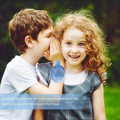 Miniatura 2 de Pulsera de tortuga Slap de peluche de animal banda de juguete Hugger Slap pulsera linda pulsera para niños regalos de fiesta de cumpleaños azul