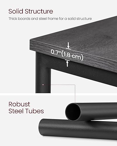 Miniatura 6 de VASAGLE Mesa auxiliar, mesa auxiliar pequeña, mesita de noche alta para sala de estar, dormitorio, oficina, baño, gris brumoso y negro clásico