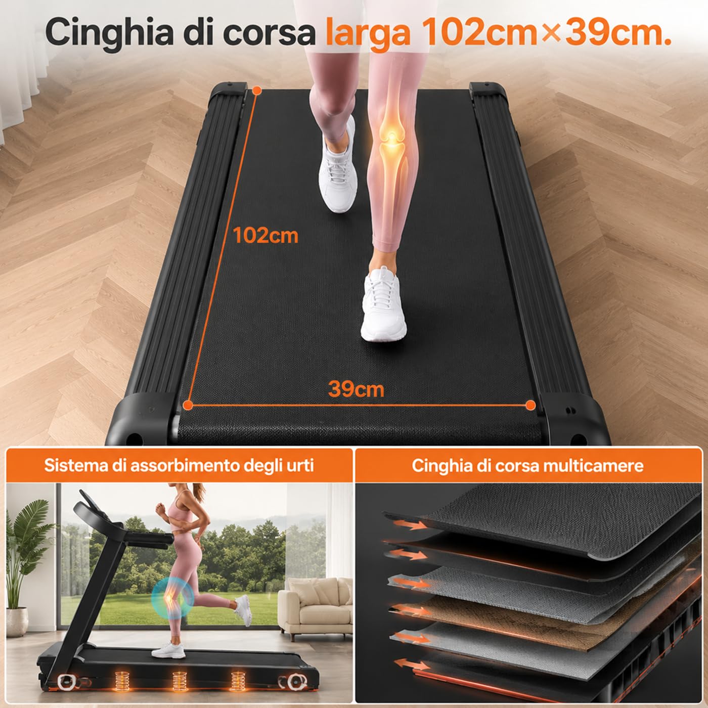 Tapis Roulant Pieghevole da Casa 14KM/H, Inclinazione Manuale 15%,Tapis Roulant Elettrico Silenzioso 3.0HP, 12+3 Programmi Fitness, Ammortizzazione Multistrato, Sensore Cardiaco