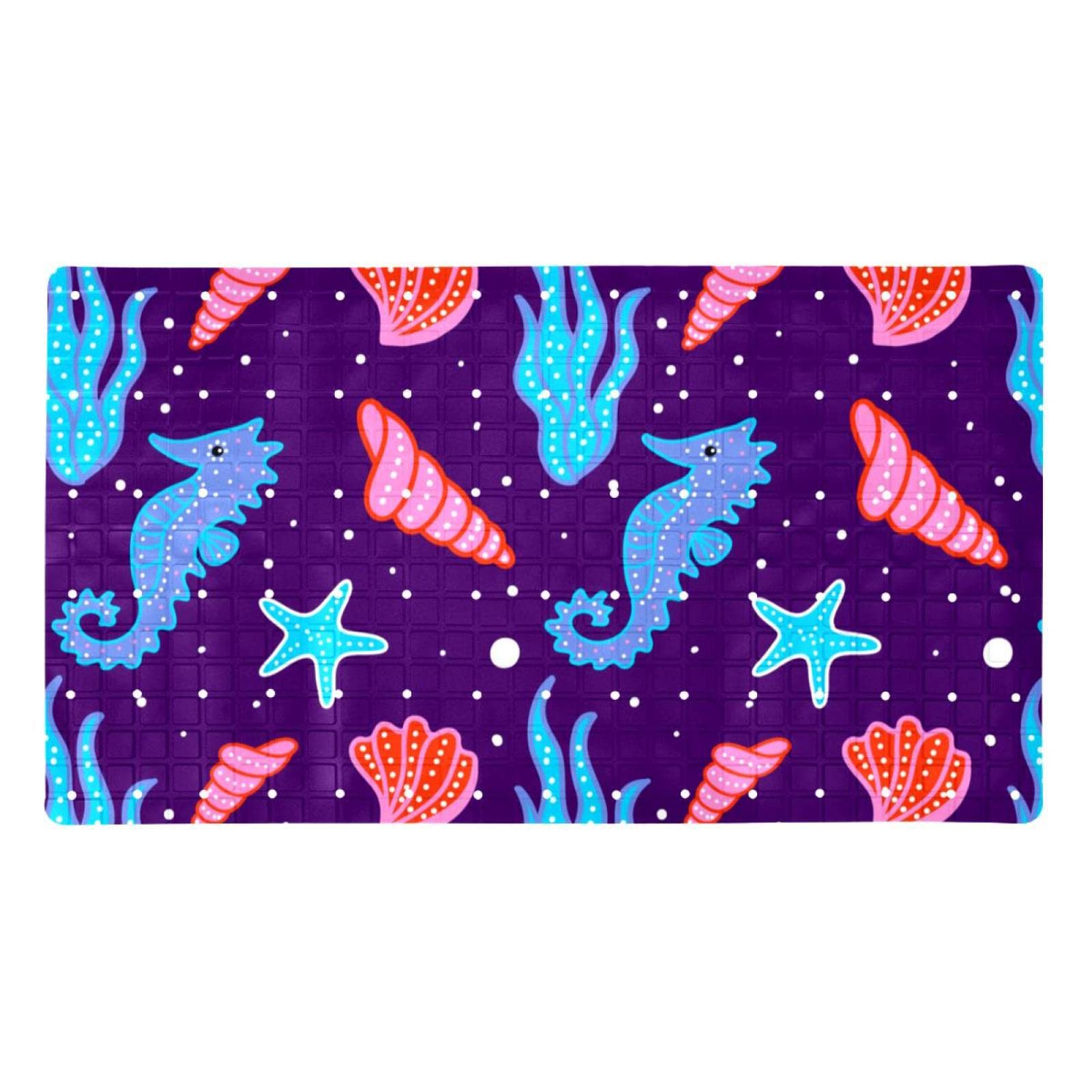 Rutschfeste Badematten mit niedlichem Korallenseepferdchen-Motiv, für Badezimmer, rechteckige Badewannenmatte, maschinenwaschbar, 40 x 70 cm