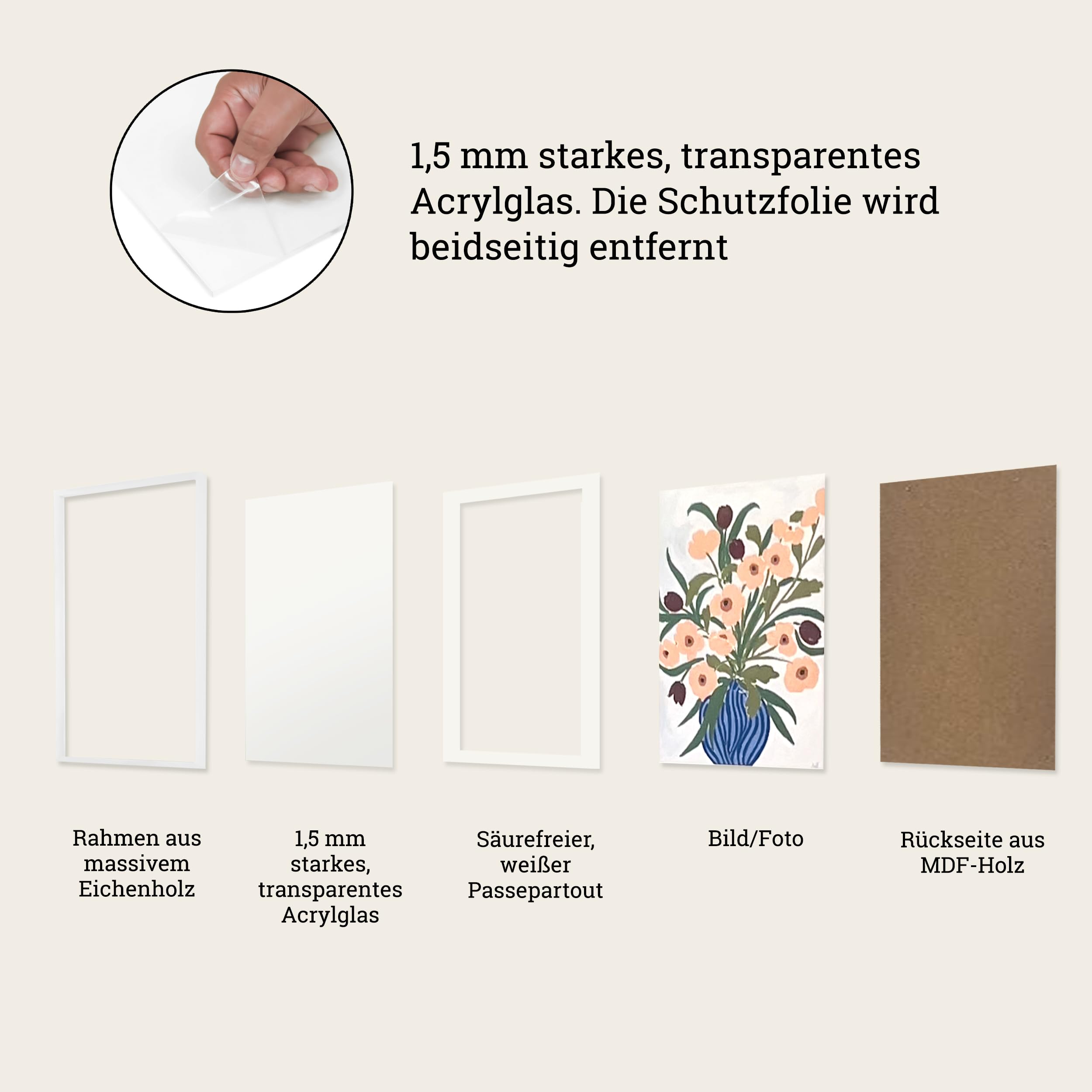 Set di 2 cornici in legno bianco 13 x 18 cm, cornice in rovere bianco, certificato FSC, con cavalletto e clip in metallo