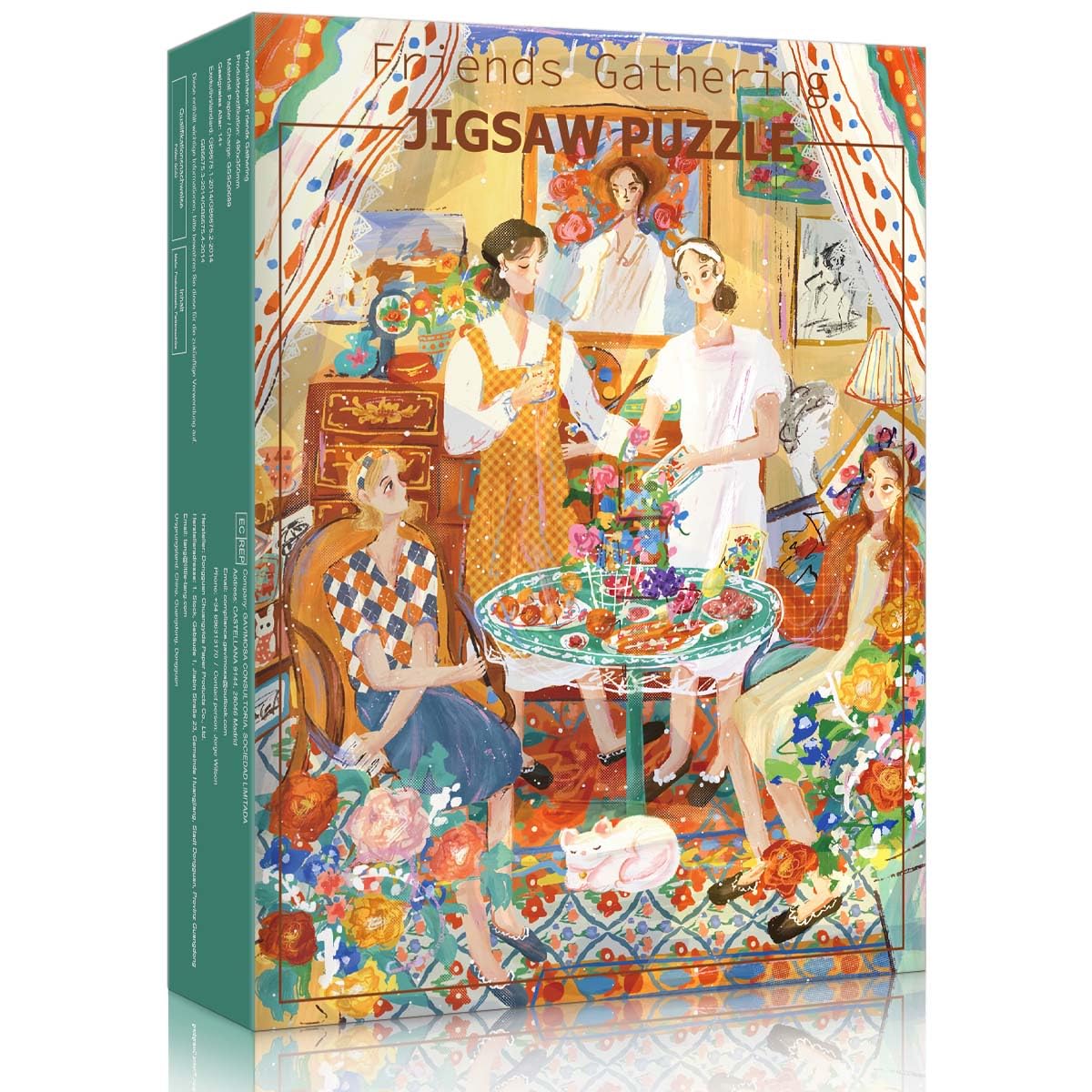 HUADADA 500 Piece Jigsaw Puzzles for Adults, Puzzles for Adults, Cozy Vintage Boho Girl Gathering Art, Family Interactive Toy (No partitioned areas on the back) โ image 1