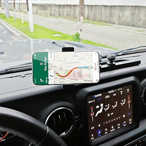 Miniatura 2 de JL - Soporte para teléfono celular, estructura totalmente metálica, ajuste de 360, estabilizador antivibración, apto para Jeep Wrangler 2018-2023 JL