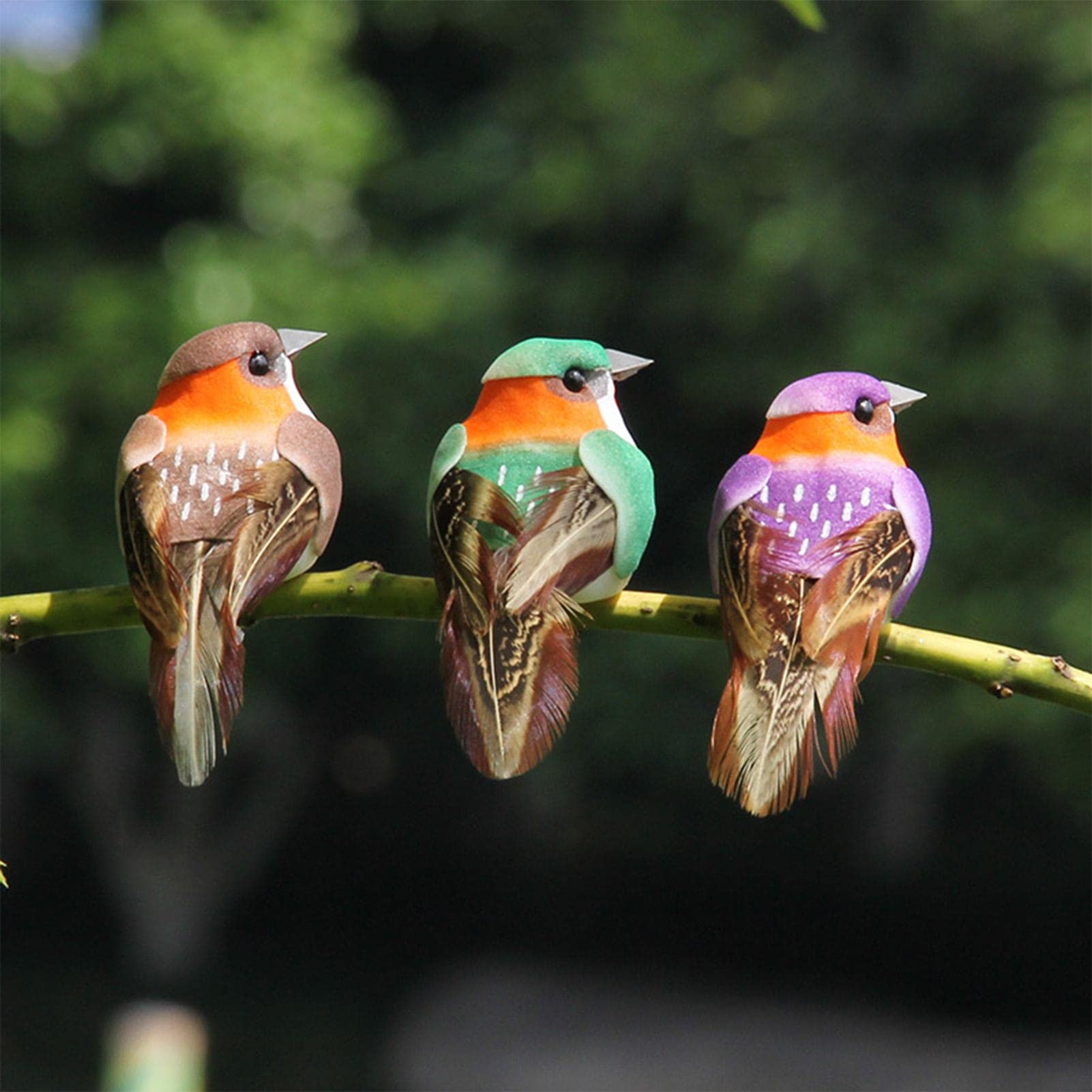 12 Uccelli Artificiali In Piume E Schiuma - Decorazioni Colorate Per Giardino, Matrimoni E Fai-da-te, 9 Cm - 5