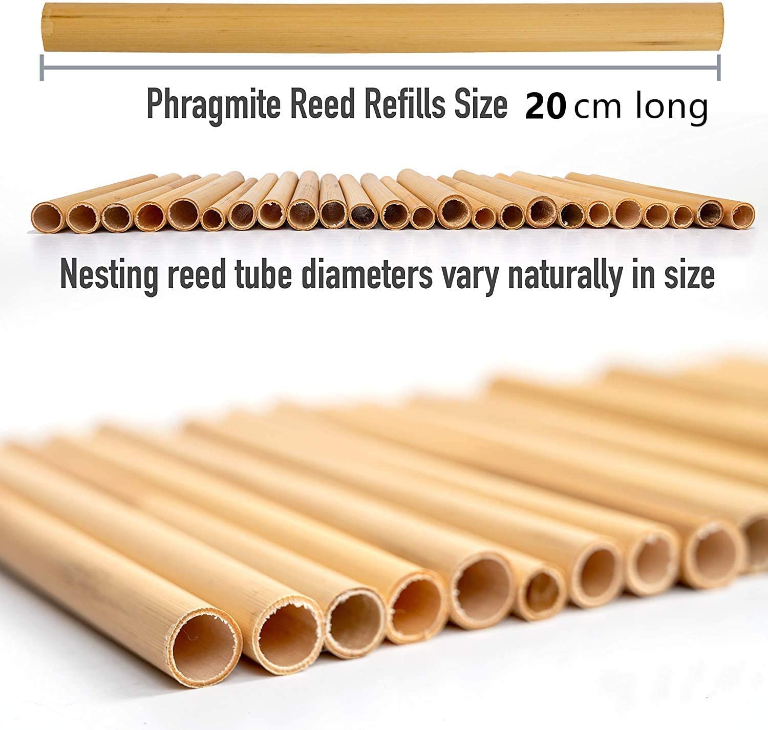 200 cannucce di grano + 50 cannucce + 20 tubi di bambù prefabbricati da 20 cm, materiale di riempimento, aiuti per nidificazione, api selvatiche, per insetti, casetta per api selvatiche