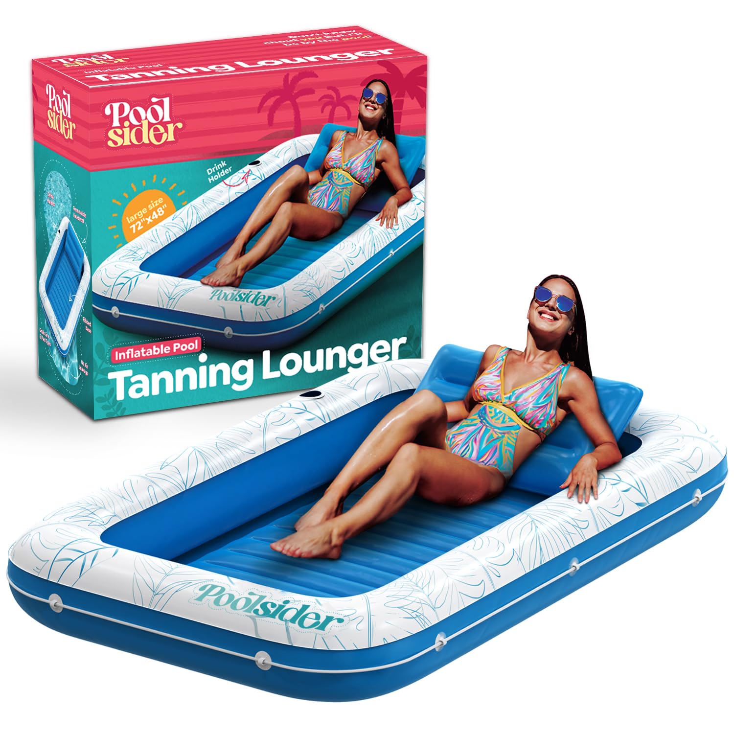 Premium Inflatable Tanning Pool Lounger | Large Inflatable Tanning Bed for Adults - 4 in 1 Multipurpose Suntan Tub | Pool Floats Adults, Inflatable