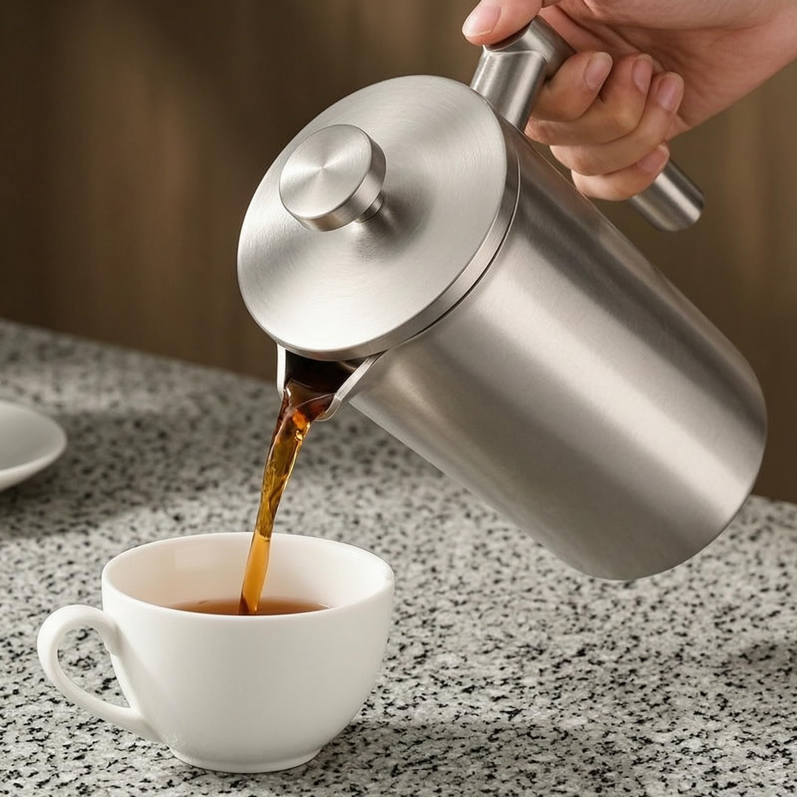Qianly Caffettiera a Stantuffo in Acciaio Inox Antiruggine Caffettiera a Stantuffo Resistente Al Calore Filtro da Pressa Francese per Appassionati di Tè, 800ml