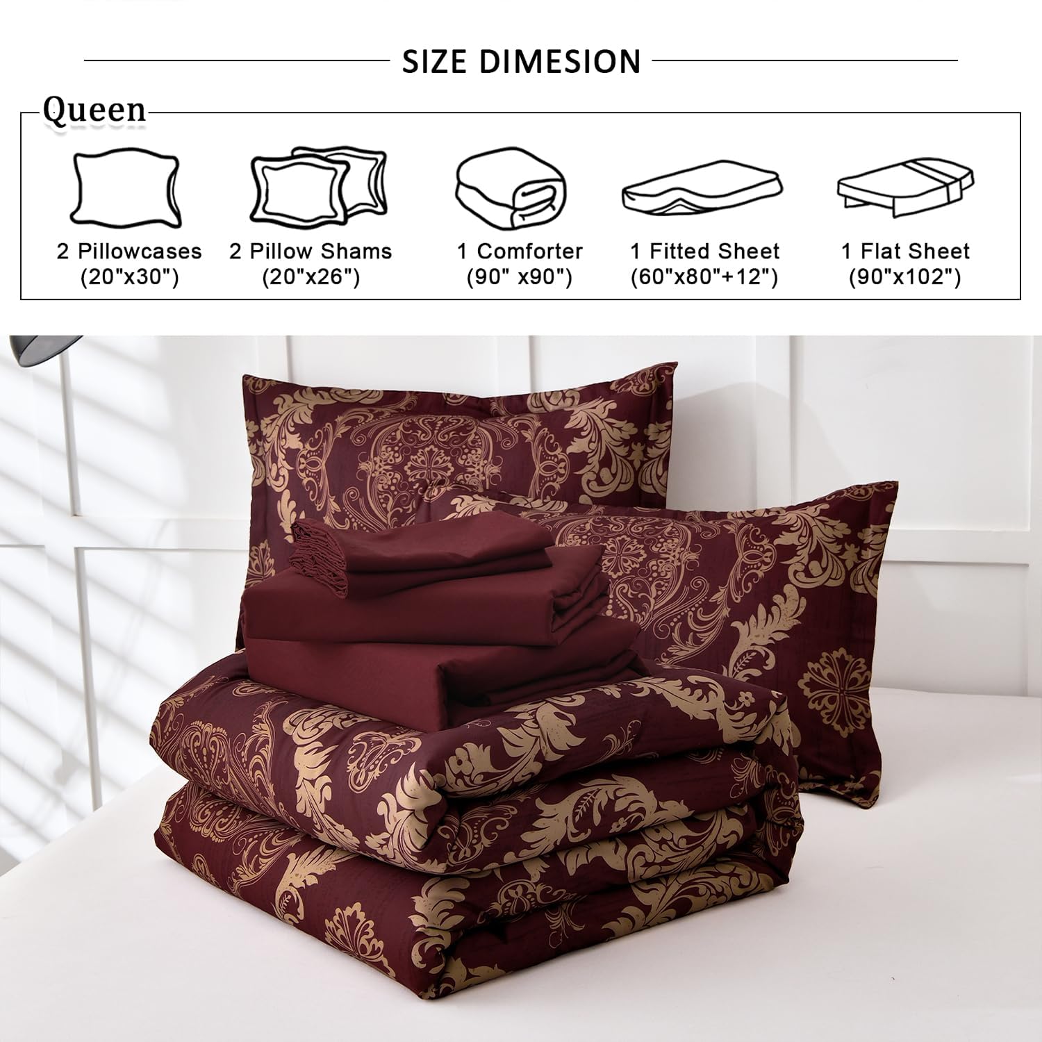 WONGS BEDDING 7-teiliges Schmusetuch Set Damast Schmusetuch Bettgarnitur YS01AB090730F7U-A