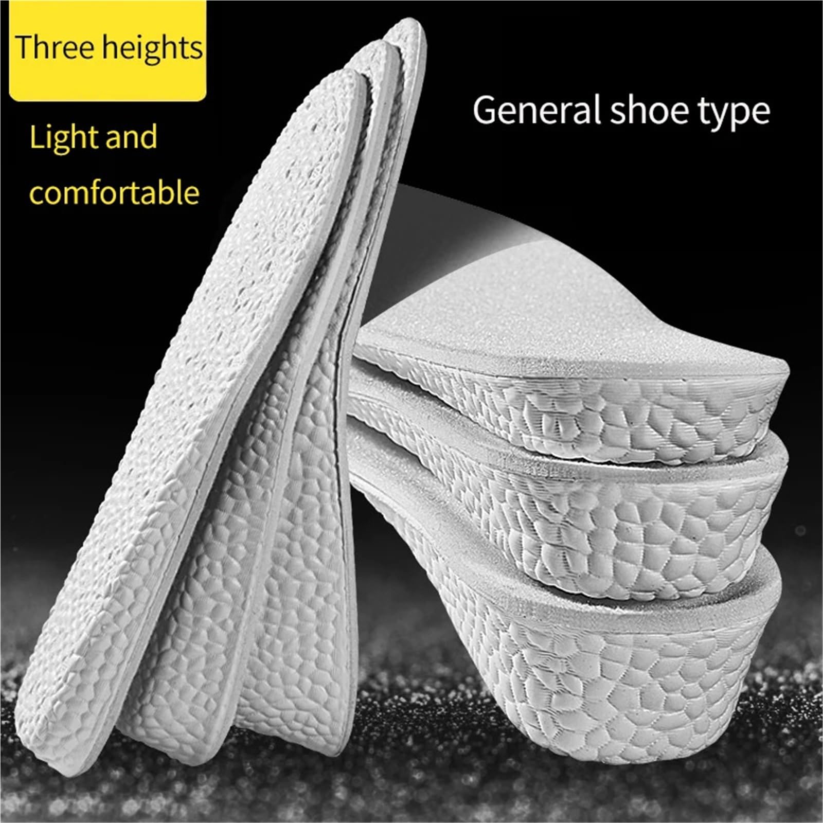 Plantillas Altura Hombre Plantilla de aumento altura, espuma viscoelástica, transpirable, unisex, suela interior, plantilla for zapatos, elevación del talón(Boost2.5cm,EU43-44(270mm))