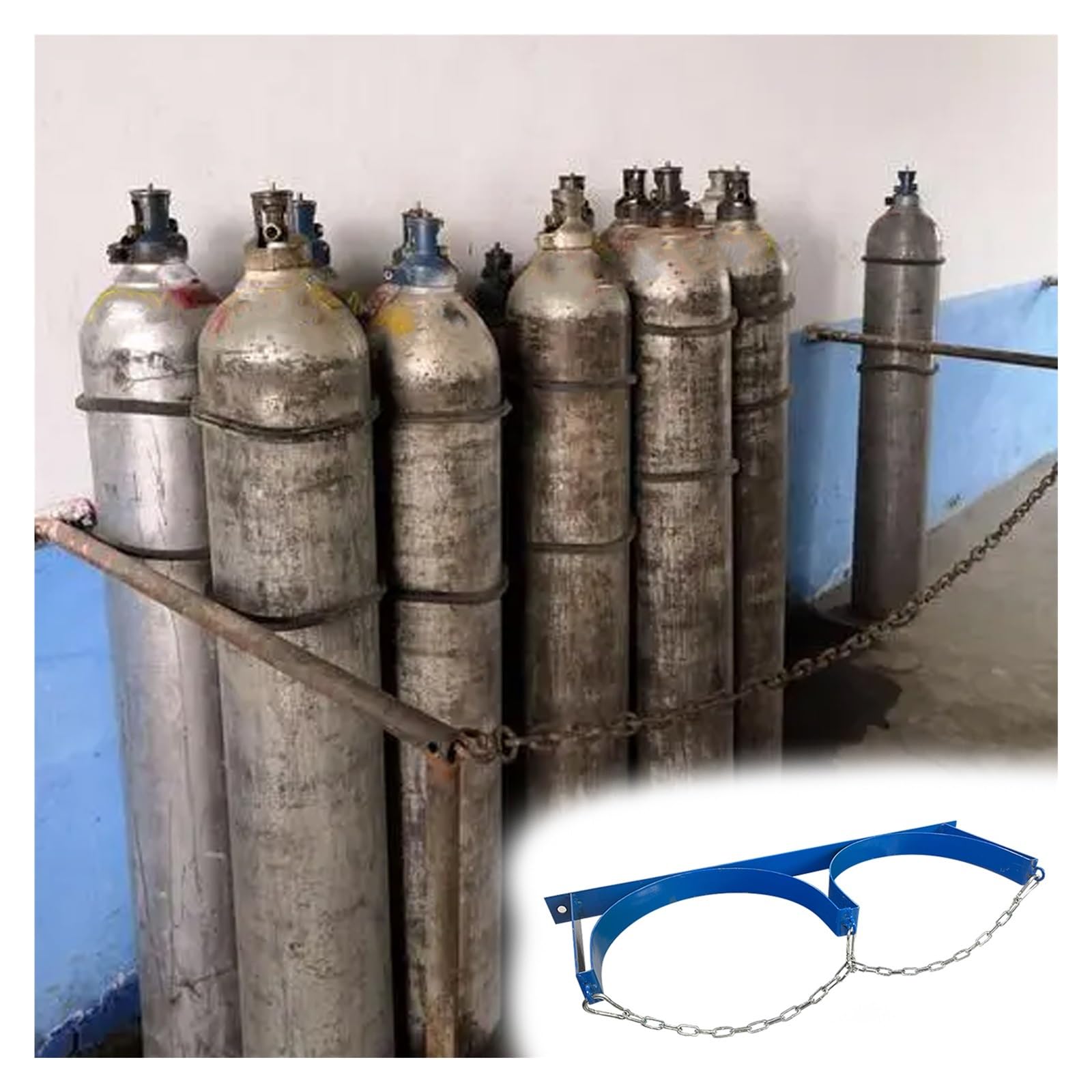 Support de bouteille de gaz fixe de 25,6 pouces avec chaîne robuste