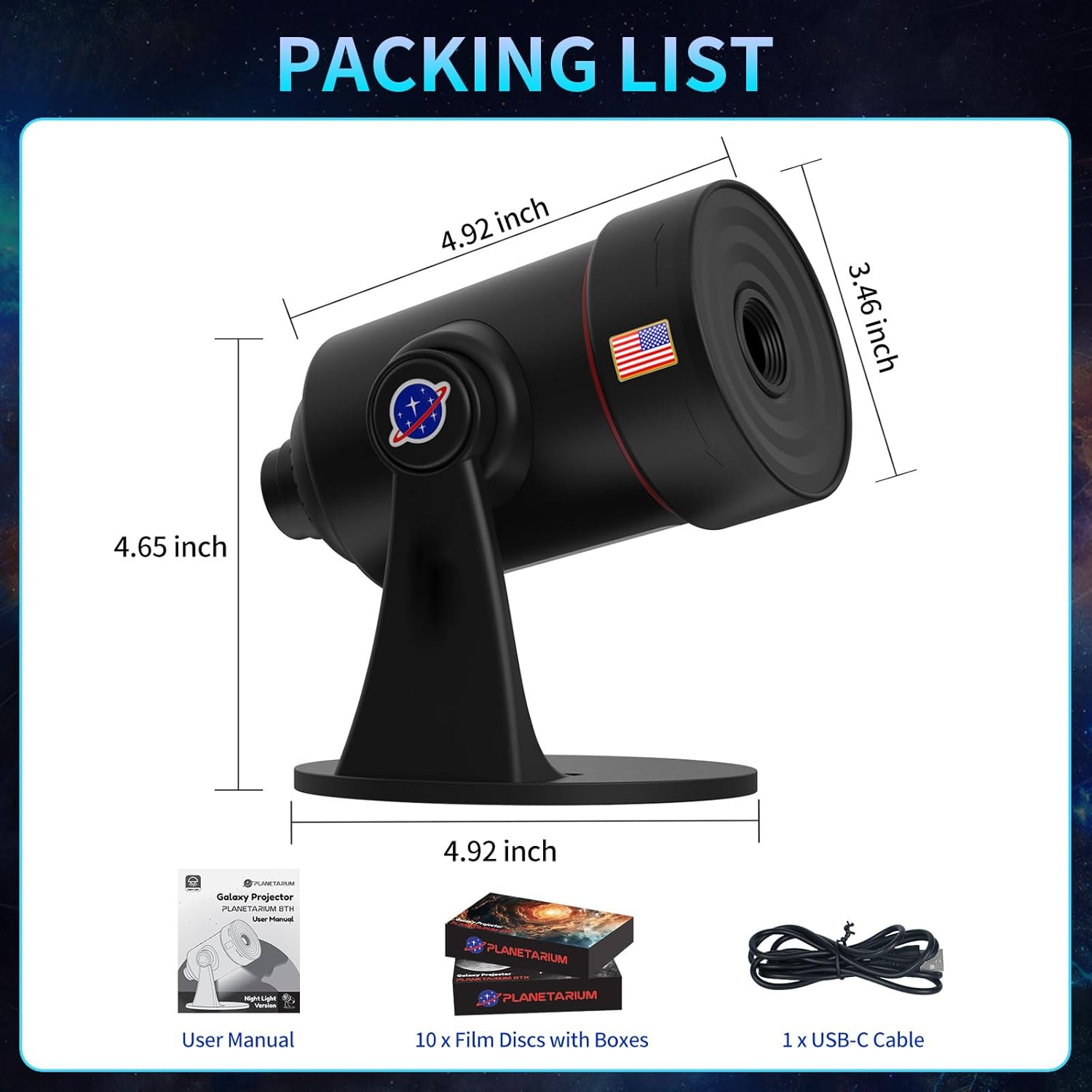 [2025 Upgraded] Galaxy Projector, HD Brighter Wider Projection Planetarium Star Projector with 7-Color Night Light Realistic Starry Sky Space Solar System Moon Nebula for Bedroom Ceiling Room Decor