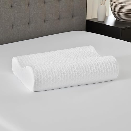 Miniatura 4 de Essentials - Almohada de espuma viscoelástica con soporte de gel, contorno estándar, ventilada, espuma viscoelástica refrescante con funda de