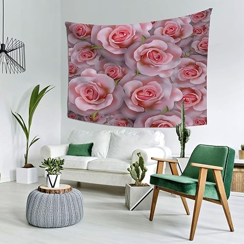 Miniatura 2 de IBILIU Tapiz de rosas rosas para decoración de pared, tapiz de pared con flores rosas, tapiz colgante para dormitorio, sala de estar, decoración del