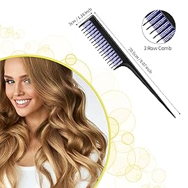 Patelai 3 Pieces Women\'s Hair Styling Set - Fluffy Hair Brush, Rat Tail Comb, and Triple Combing Comb for Back Combing (Blue)