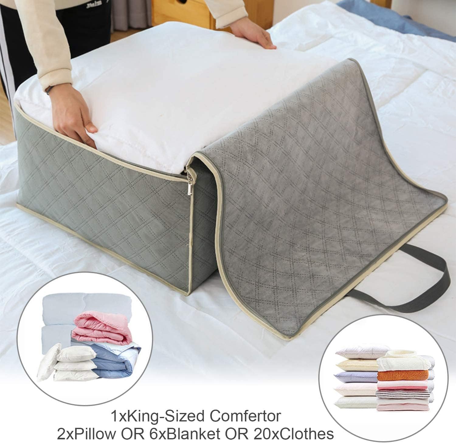 Astoryou 105L Large Storage Bags with Zips, 3Pack Duvet Storage Bag