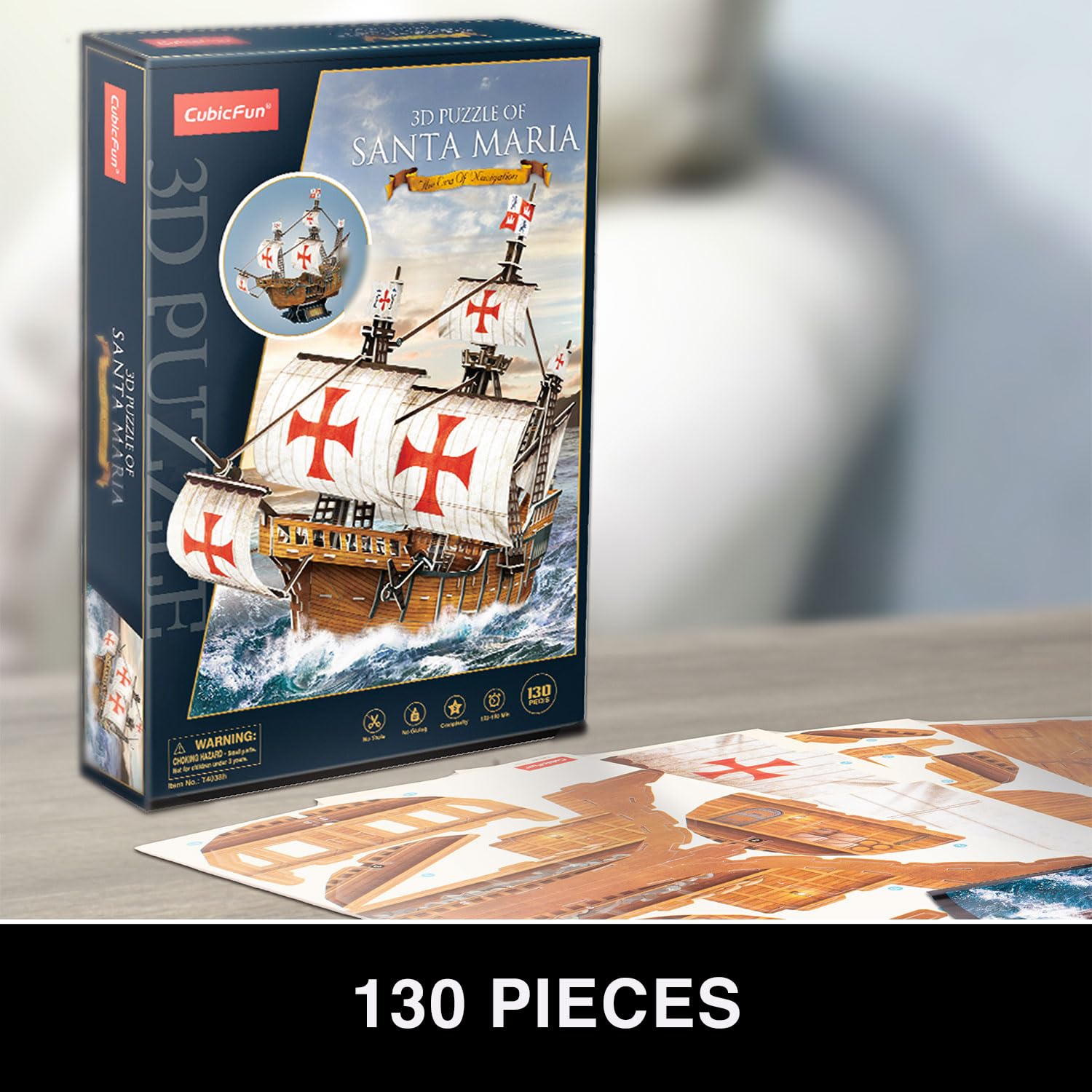 Puzzle 3D - Maquette Bateau Santa Maria | Maquette Bateau A Construire | Puzzle 3D Enfant Et Adulte | Puzzles 3D Adulte Et Enfant | 130 Pièces | Cadeau Garcon 8 Ans