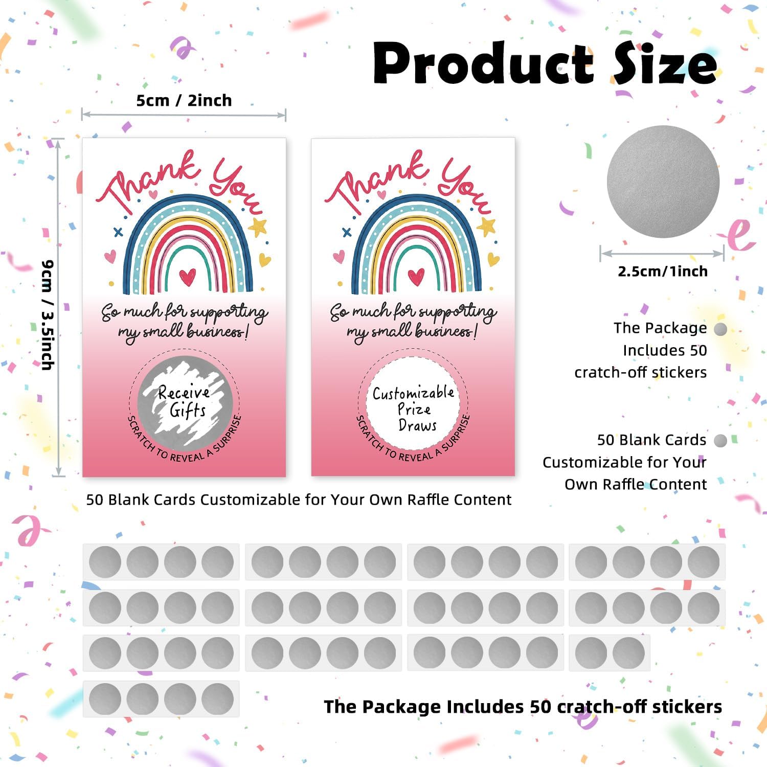 Thank You Blank Funny Party Game Scratch Off Cards 50Pcs, for Small Business, Birthday, Spa Beauty Makeup Hair Salon, Bridal Shower Baby Shower Wedding Wedding Engagement Enterprises Activity