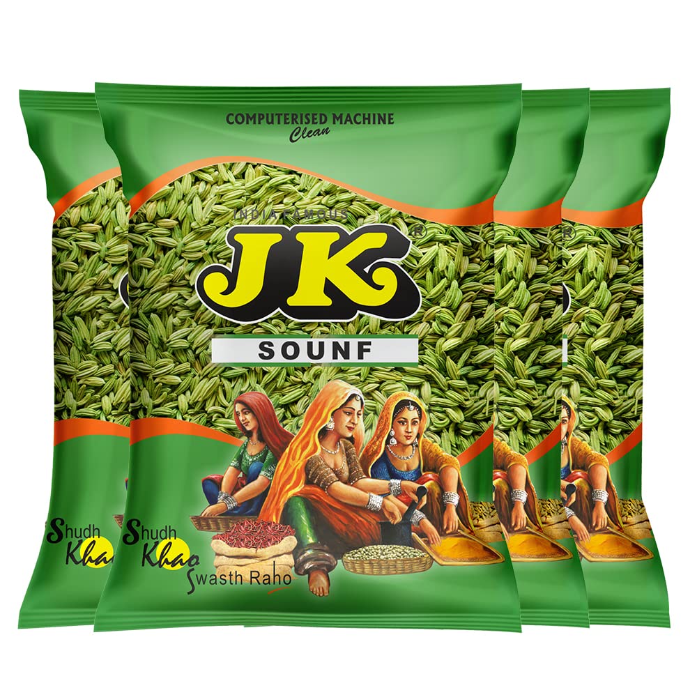 JK Sounf, 100G | Flavorful Fennel Seeds | Variyali | 100% Natural | Sabut Saunf | Whole Indian Spices | Cooking & Freshening (Pack Of 4, 100 Gm)