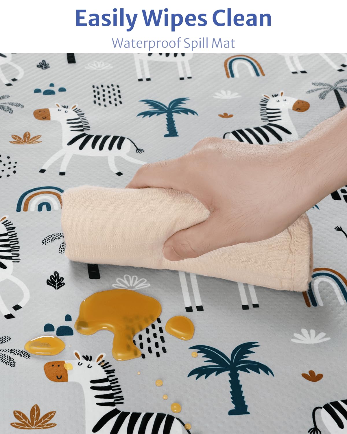 Blissful Diary Baby Splat Mat for Under High Chair 128 x 128 cm (50.4 x 50.4") Inch Wipeable Splash Mat - Image 4