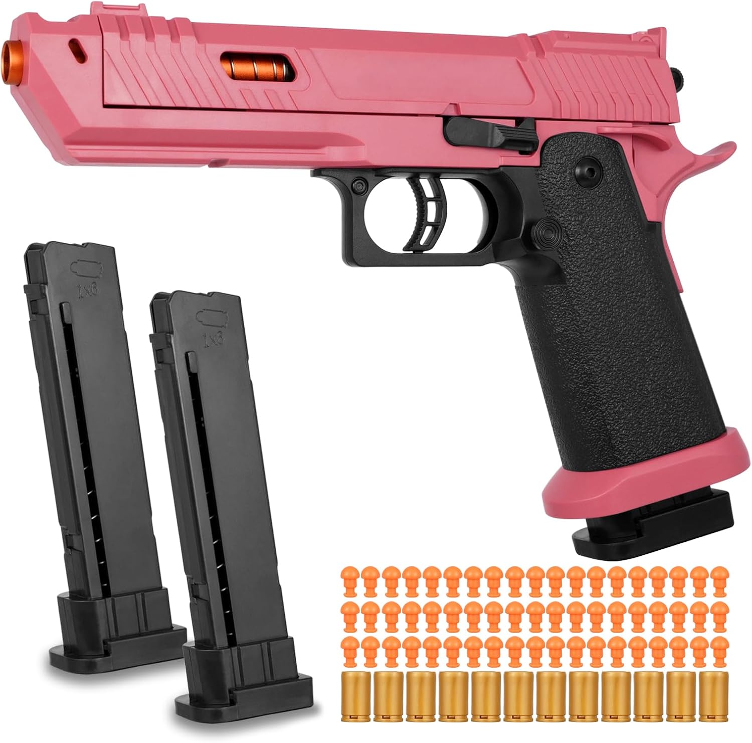 Soft Bullet Toy Gun Shell Ejecting with 120 Bullets, Rapid-fire Realistic Toy Gun for Boys, Shooting Game Toy Pistol Model Gun, Christmas Birthday Gifts for Boys Girls Age 6+ (Red)
