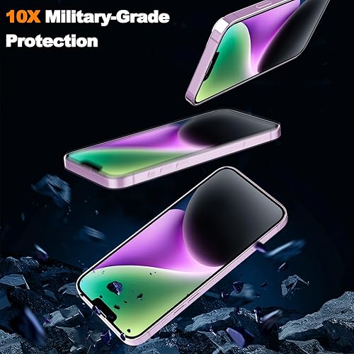 Miniatura 2 de YMHML Paquete de 3 protectores de pantalla de vidrio templado para iPhone 14, iPhone 13 Pro, [grado militar inastillable], protector de pantalla
