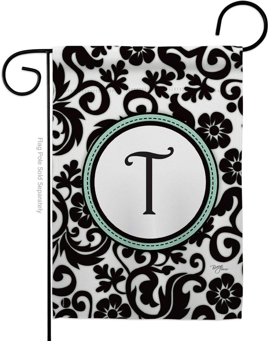 Breeze Decor G180072 Damask T Initial Interests Simply Beauty Decorative Vertical Garden Flag, 13" X 18.5", Multi-Color