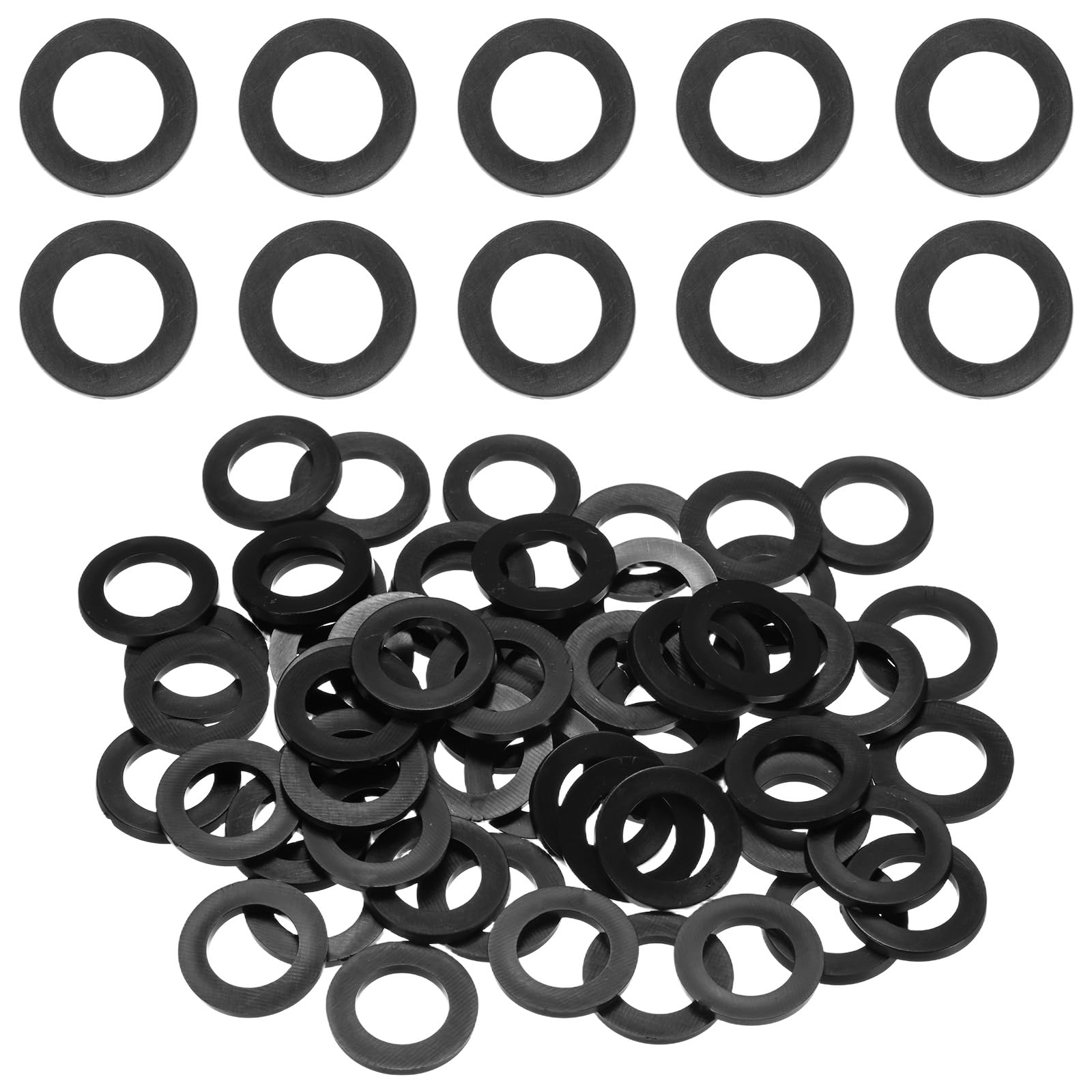 M METERXITY 60-Pack M12 Nylon Flat Washers 12mm ID 20mm OD 2mm Thick Round Plastic Plain Washer Fastener Sealing Spacer Gasket Ring for Household/Commercial [Black] — image 1