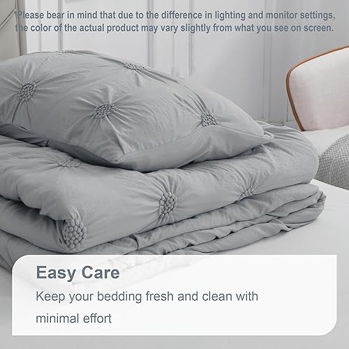 Miniatura 5 de Swift Home - Juego de edredón de alforza fruncida con diseño floral.