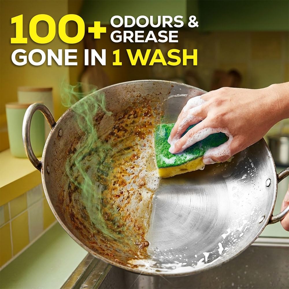 Vim Dishwash Liquid 3 L pouch | Removes 100+ Odours & Grease in 1 wash | With the power of 100 Lemons 2