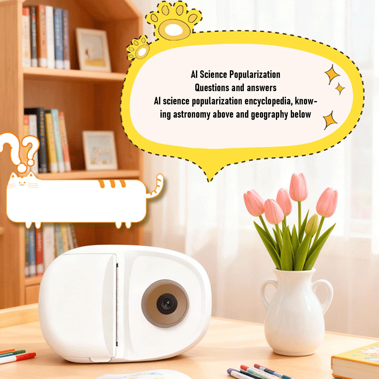 Stampante per Adesivi con Controllo Vocale AI, Schermo Touch da 2,8 Pollici, Stampa Termica a 200 DPI per Bambini, Casa e Ufficio, Creazione di Etichette.