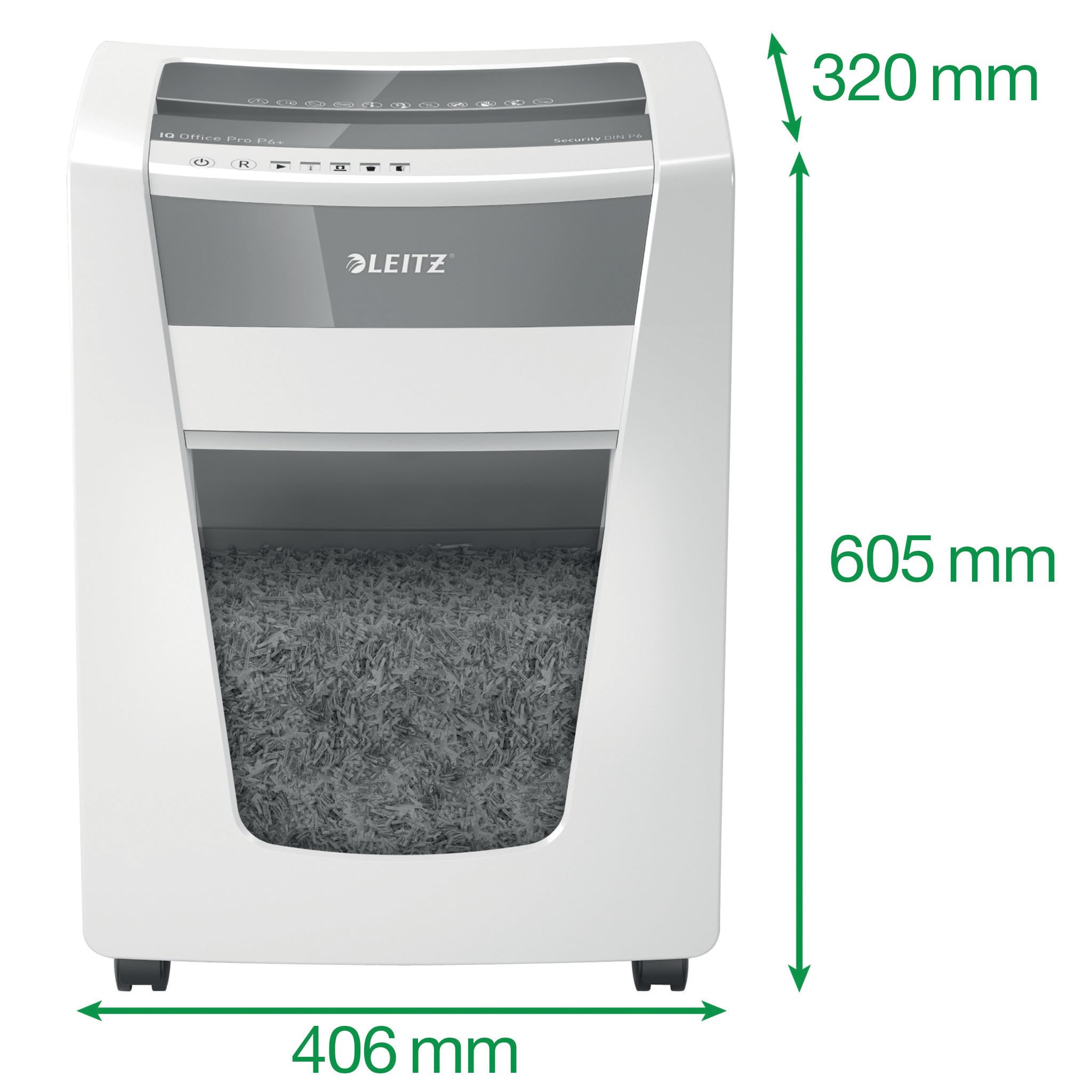 Leitz, Niszczarka do Papieru Leitz IQ Home Office, Wąska, Poziom Bezpieczeństwa P4, Tnie na Konfetti, Niszczy Jednocześnie do 11-10 Kartek (70-80 g/m²), Pojemnik na ścinki 23 L, Biała, 80011000