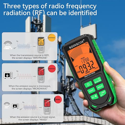 Medidor EMF, RDINSCOS RD637, campo magnético, eléctrico y radiación microondas miniatura 6