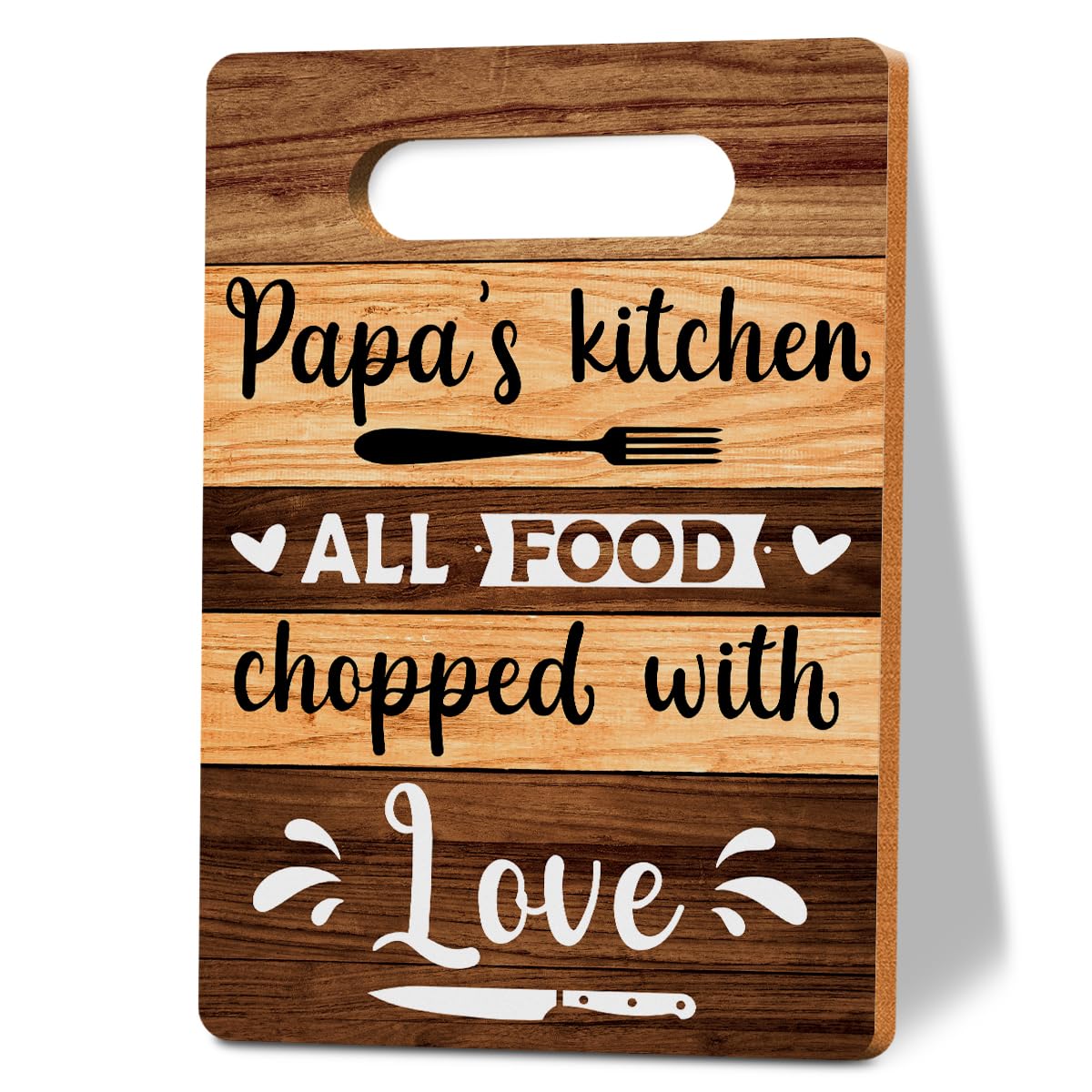 MIGUMUTU Papa Gifts, Papa Cutting Board for Kitchen, Kitchen Wall Art Cutting Board Gift, Papa's Kitchen All Food Chopped with Love Chopping Board, Fathers Day Kitchen Gifts for Dad 8 x 12 Inch
