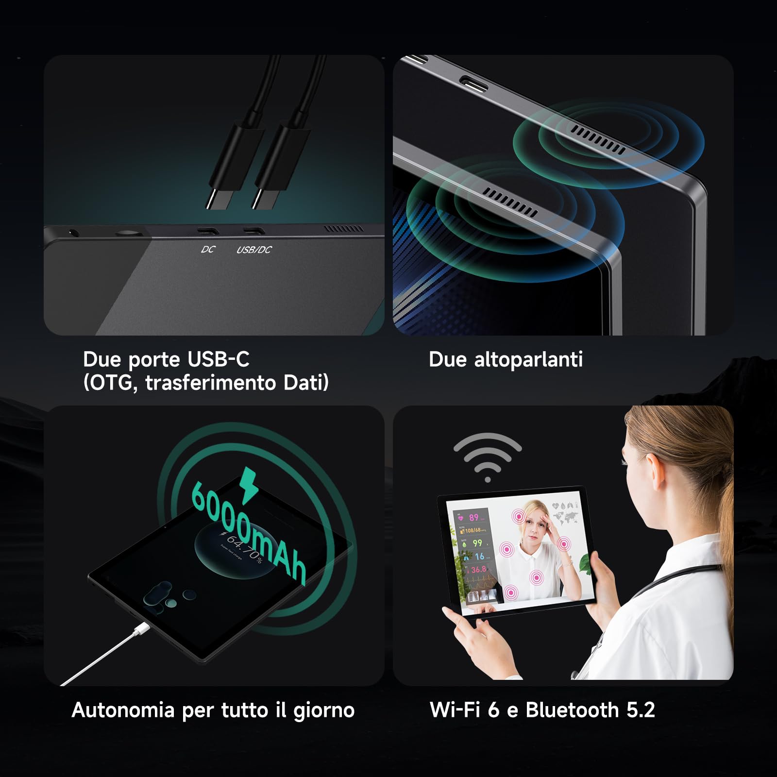 ALLDOCUBE iPlay70 S 10,5 pollici Android 15 Tablet, 12GB RAM + 128GB ROM (1TB TF), display IPS FHD+ 1920×1280, processore octa-core, WiFi 6, BT 5.2, jack audio 3,5 mm, batteria da 6000 mAh