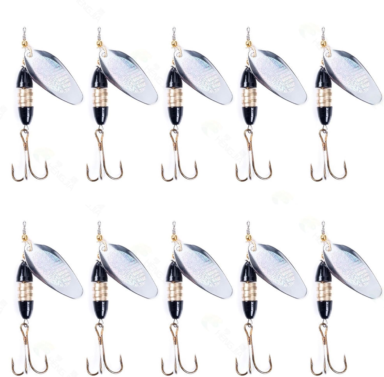 Lures Fishing Spoon, 10pcs Saltwater Three Hooks with Twirling Sequins, Saltwater Fishing Lures for Coarse Trout Salmon Bass Pike Minnow, Sea Hard Baits with Treble Hooks in Saltwater and Freshwater