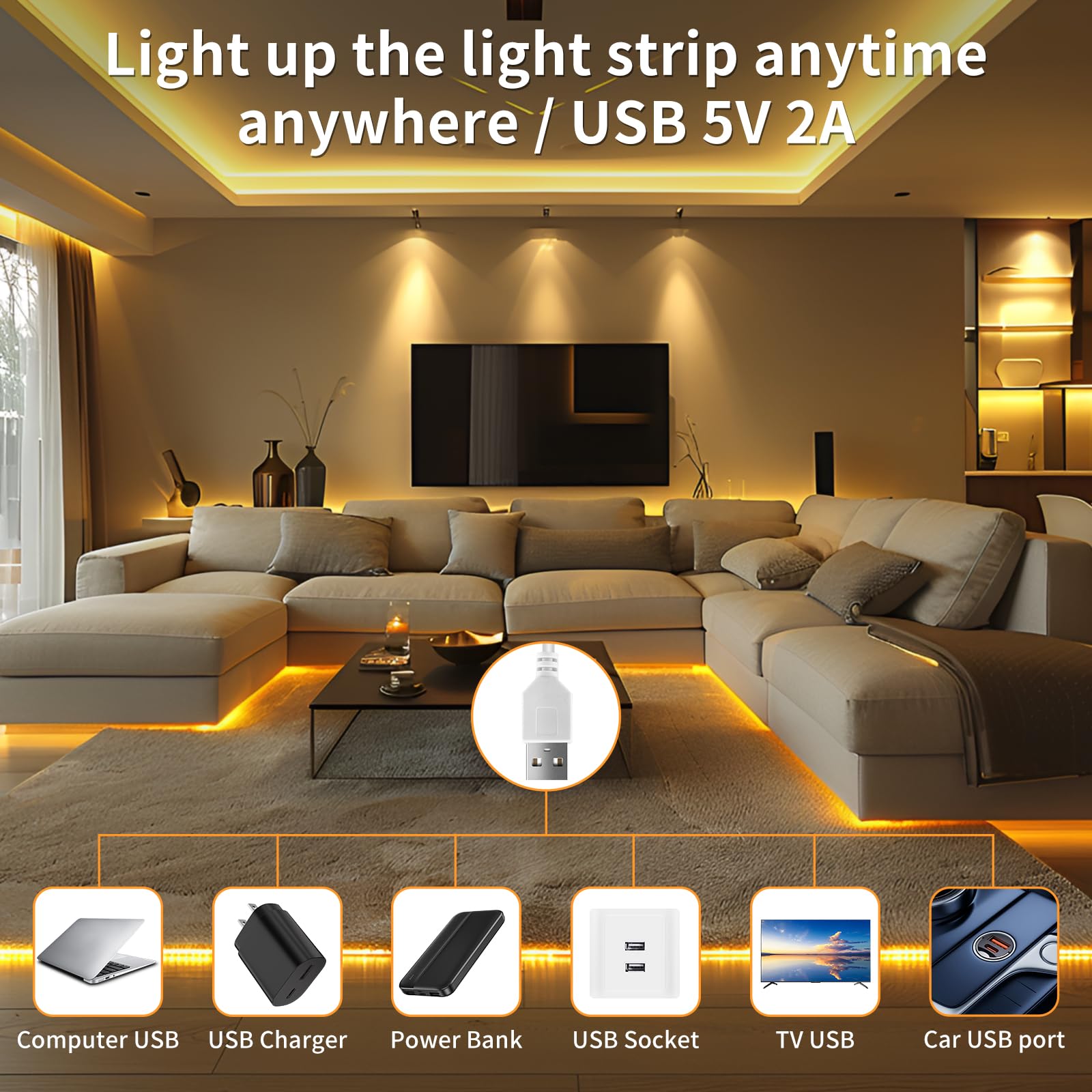 Oumida USB 2M 5V COB LED Strip Light - Image 4