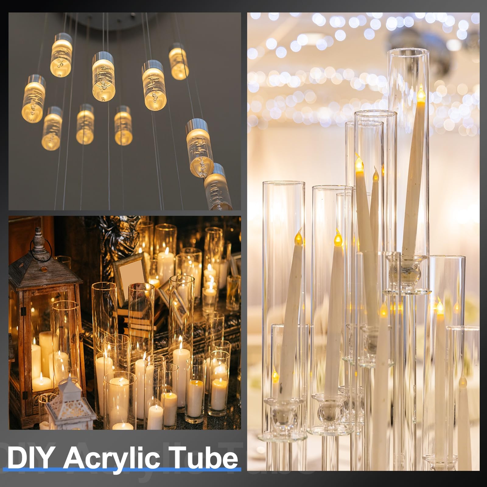 Rigid Acrylic Tube 11x15mm 30.5cm Clear Polycarbonate Pipe with Rubber Caps