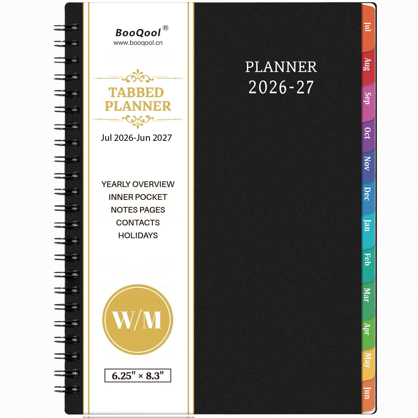 Planner 2026-2027 - July 2026 - June 2027, 2026-2027 Planner Weekly and Monthly, Academic Planner, Calendar Planner with Colorful Tabs, 6.25" × 8.3", Strong Twin-Wire Binding, Back Pocket, Holidays
