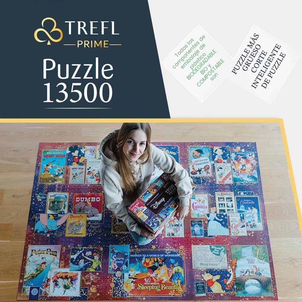 Trefl Prime - Puzzle UFT: Disney, Golden Age of Disney - 13500 Piezas, Rompecabezas Grande, EKO, Collage con Personajes de Cuentos de Hadas, Entretenimiento para Niños a Partir de 12 Años