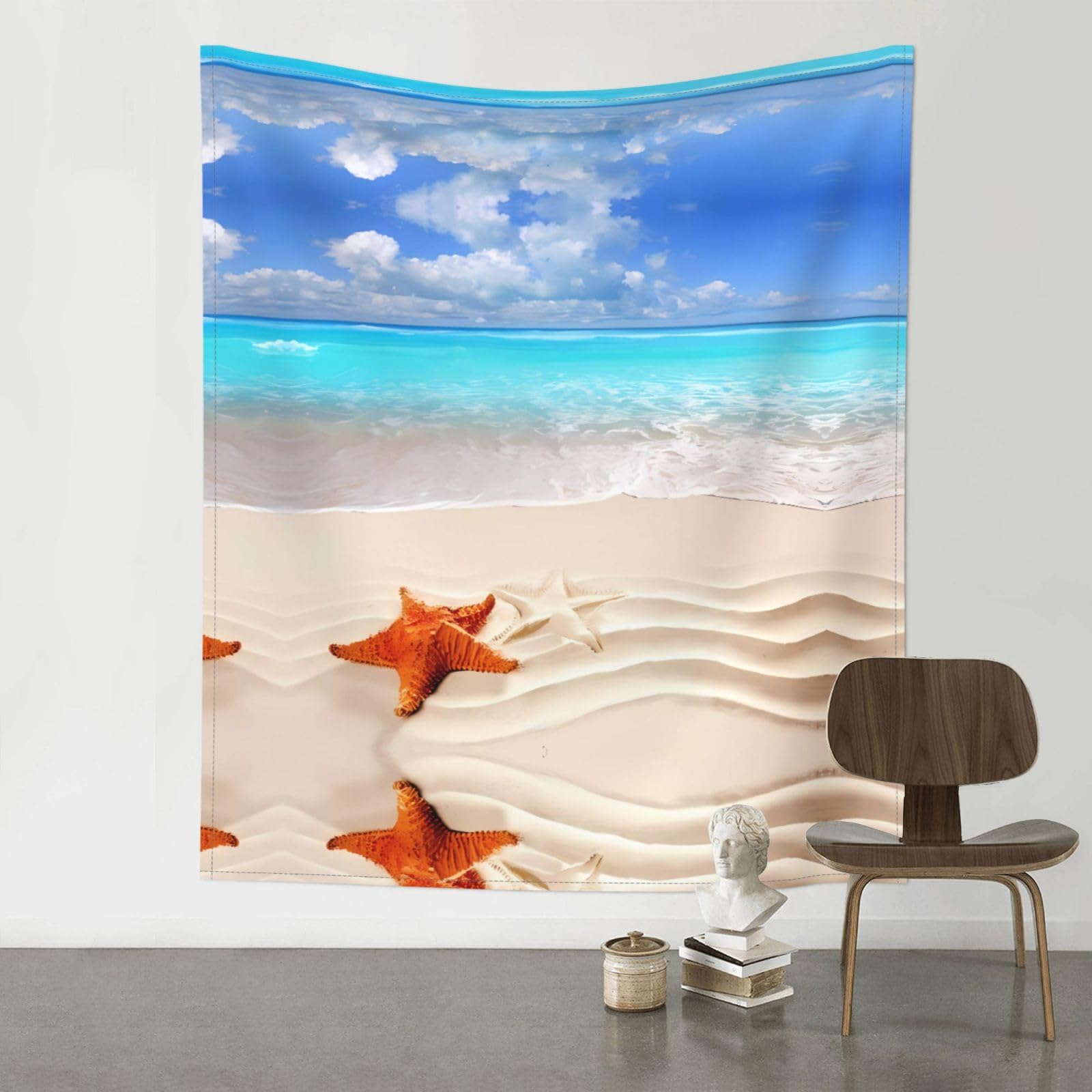 WHJSSF Starfish Ocean Beach Prints Wall Tapestry 60x51in - Boho Decor Throw for Bedroom, Dorm, Picnic & Outdoor Adventures