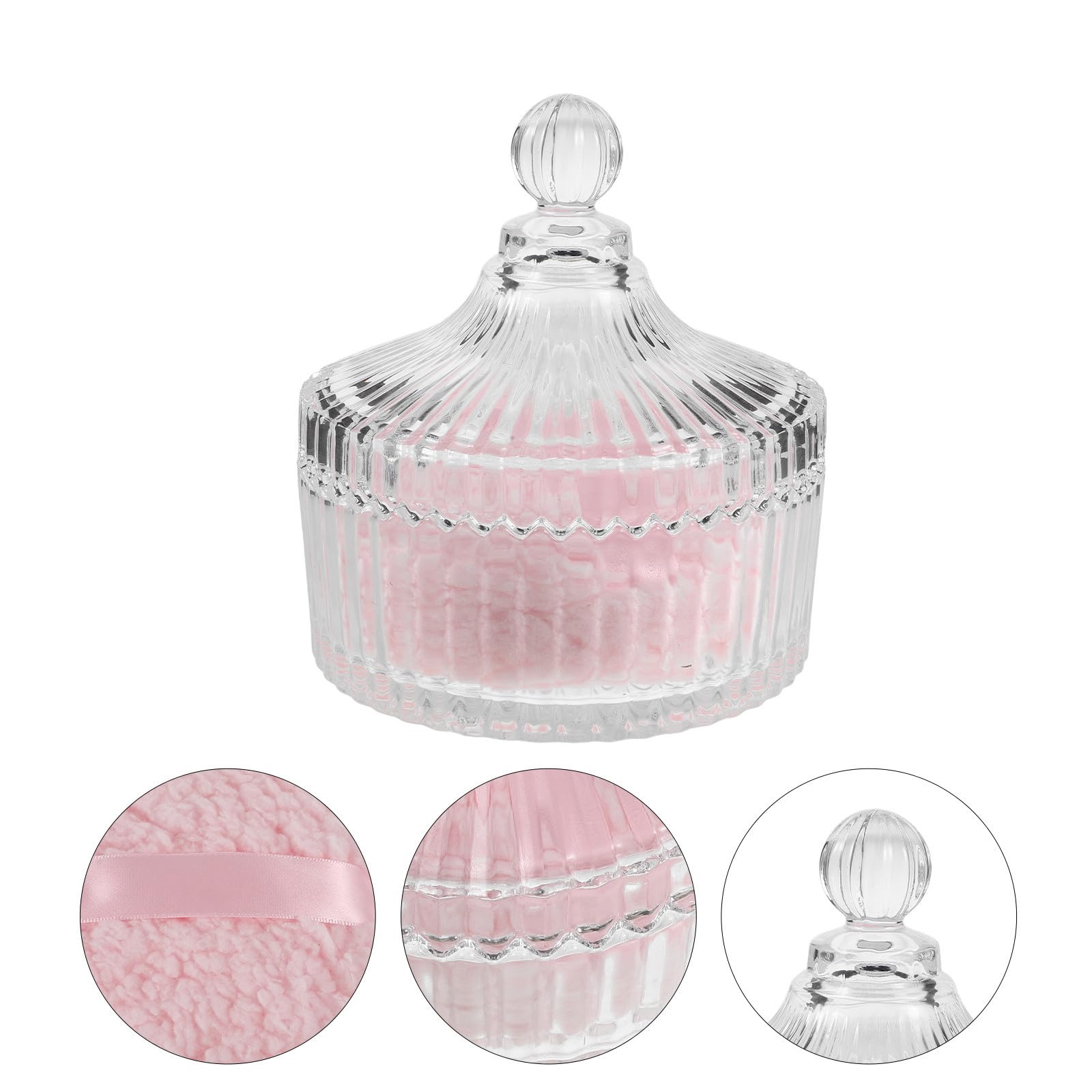 Levemolo Piumino da Cipria Extra Grande in Peluche Rosa Contenitore in Vetro, Applicatore di Polvere Efficiente e Design Rotondo per Viso e Corpo Donna