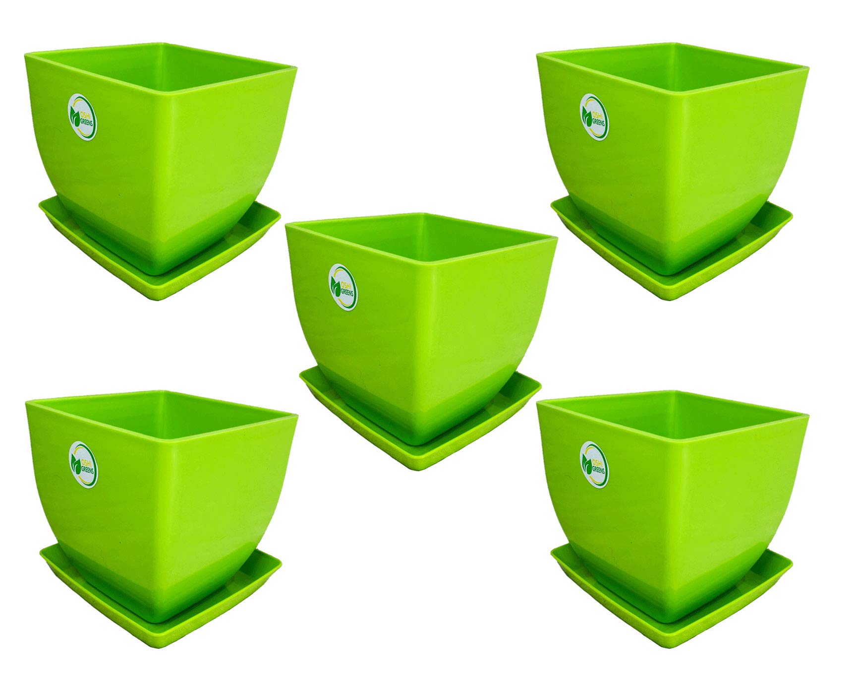 OSHIGREENS Flower pots 5 inches Table top with Base Tray Pack of 5 Small Green planters (B08L7MV5X8) Amazon Price History, Amazon Price Tracker