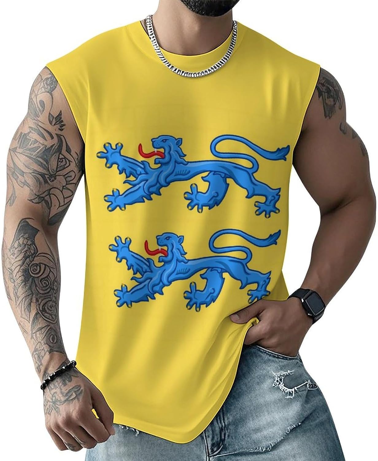 Southern Schleswig Flag Men Summer Sleeveless Crew Neck Top 5XL