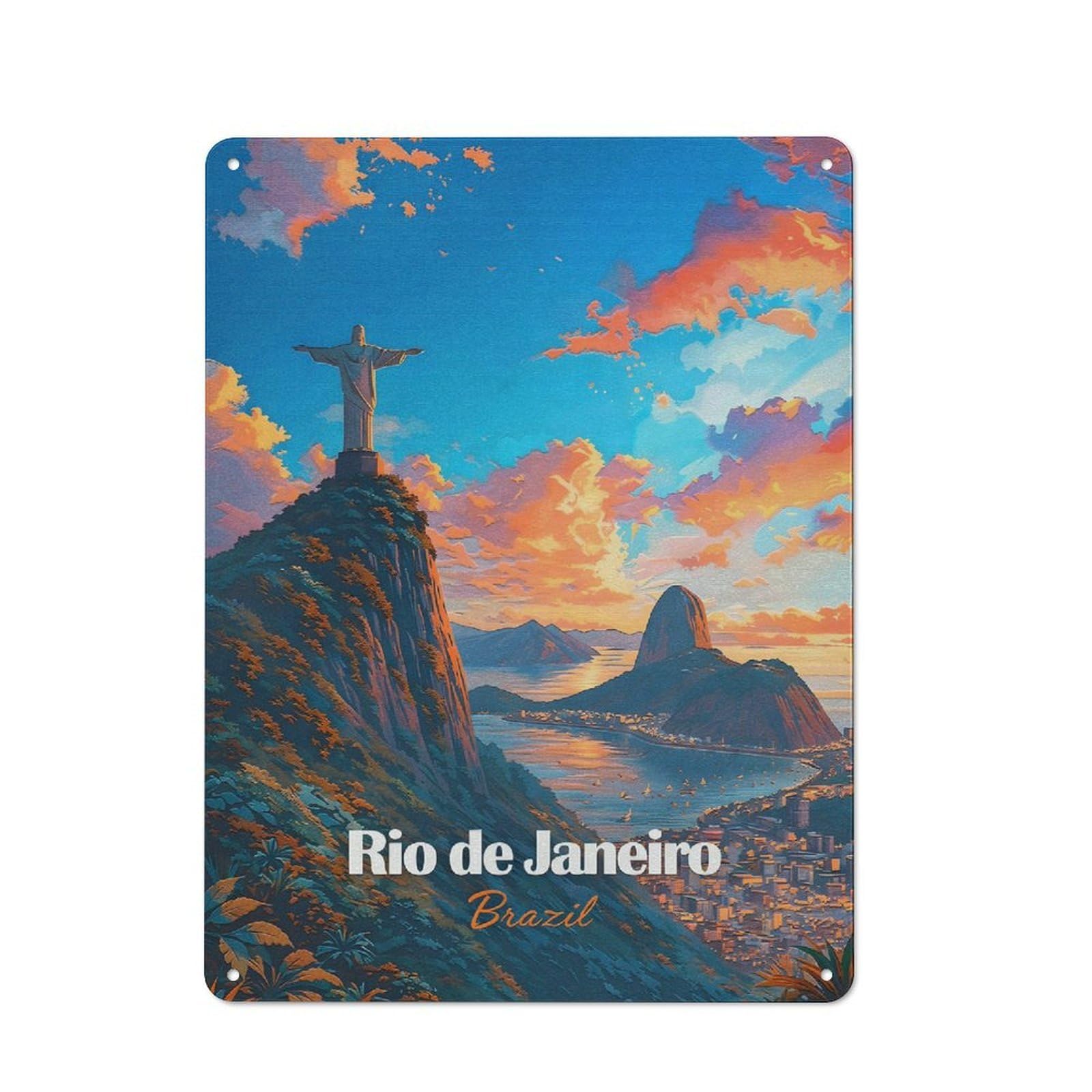 Junmoney Style-10 Rio De Janeiro Sunset(2) Printed Metal Sign 40X30cm For Café Or Restaurant, For Restaurant Decor Fans, For Retro Home Interiors