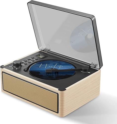 Reproductor de CD retro con entrada y salida Bluetooth, reproductor de CD portátil, radio FM, reproductor de música de madera, batería de 3000 mAh,