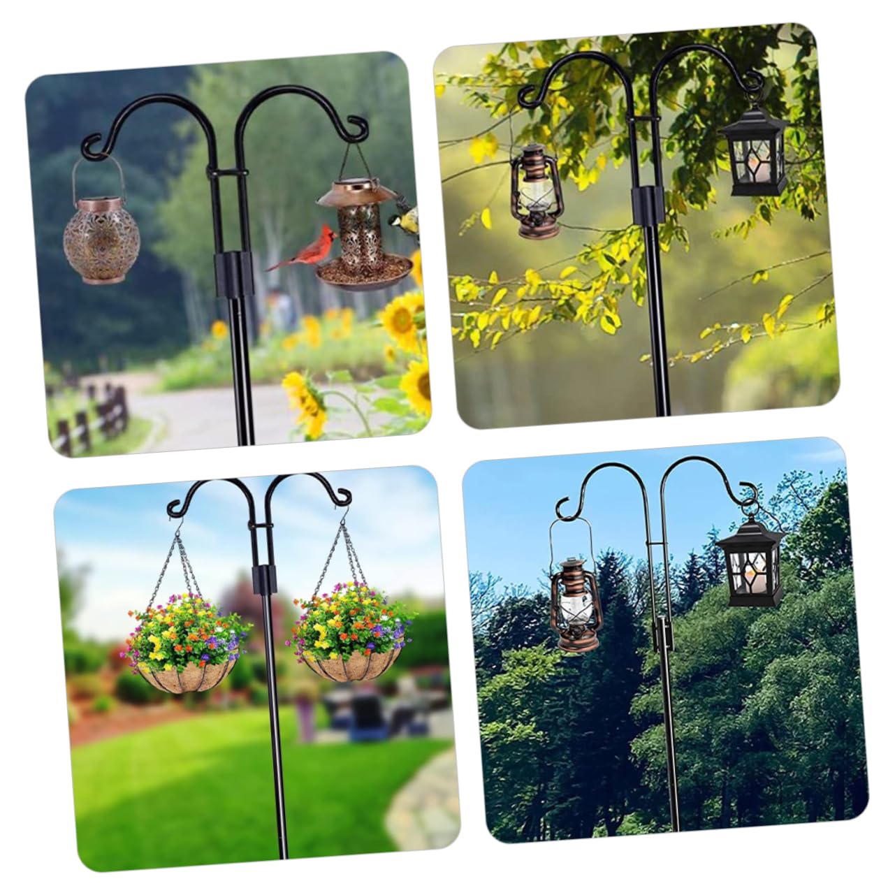 VICASKY Gancio da Pastore per Giardino Prato Inserimento Vaso Luci Cesto di Fiori Bandiere Sospese Mangiatoia per Uccelli Decorazioni da Giardino Accessori per Giardinaggio