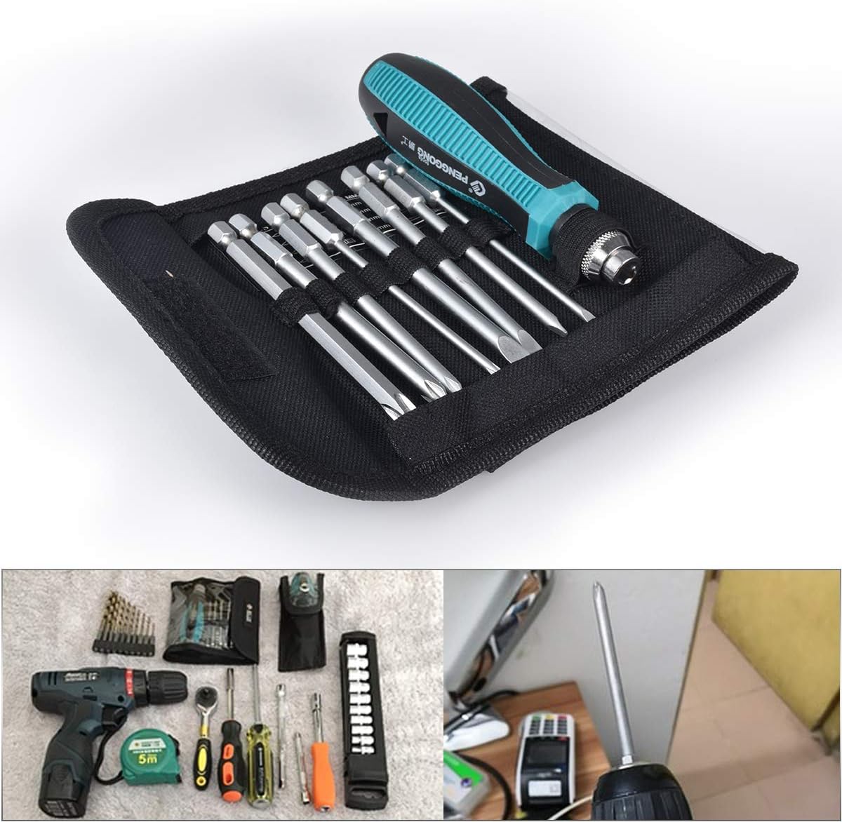 KATUR 9pcs Precision Screwdriver Set, Multi-Bit Tools Repair Screw Driver Screwdrivers Kit, Including 1Pcs Handle, 4Pcs Cross Screwdriver, 4Pcs One Word Screwdriver