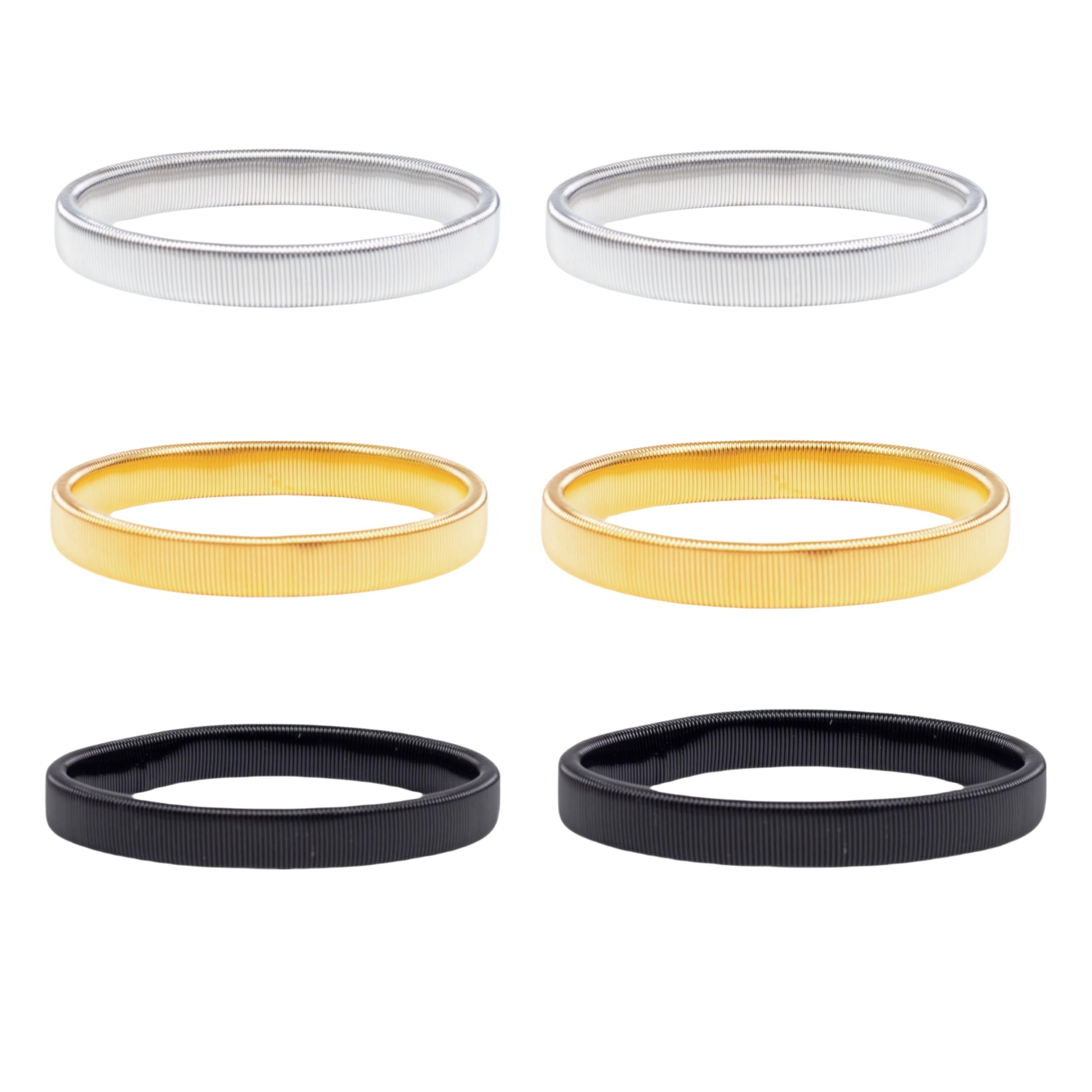 Quhizouy 6 Pieces Shirt Sleeve Holders Metal Stretchy Anti-Slip Sleeves Garters for Men and Women (Gold, black, silver)