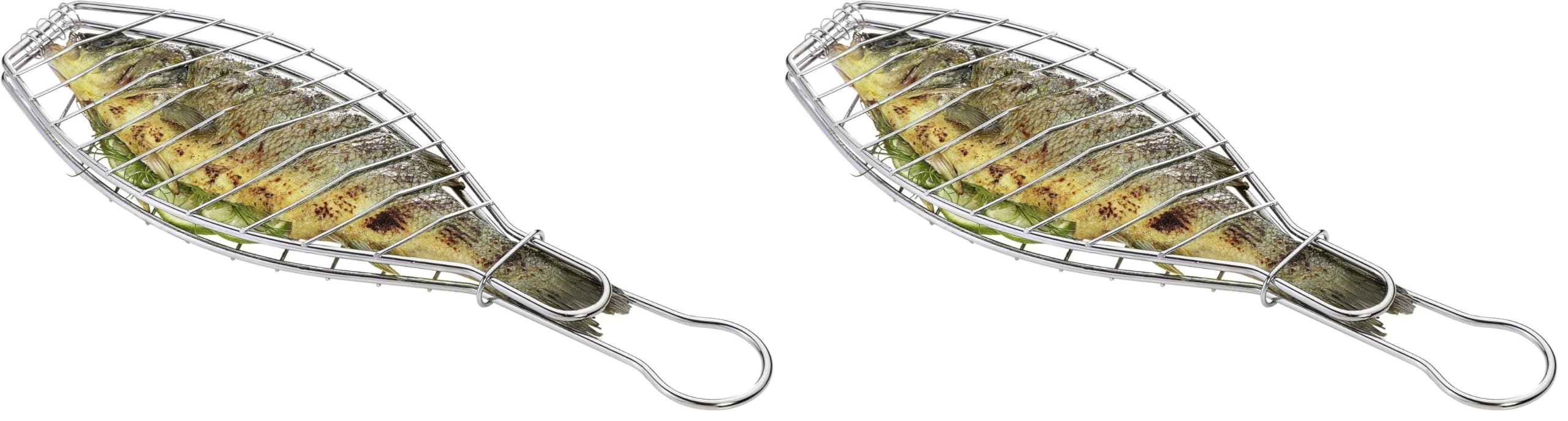 Küchenprofi BBQ Fischgrillzange Easy, Metall Verchromt, Fischbräter, 43 cm, Fischhalter für Grillkorb Fischbräter, Fischzange für das Grillen von Fisch, Silber (Packung mit 2)