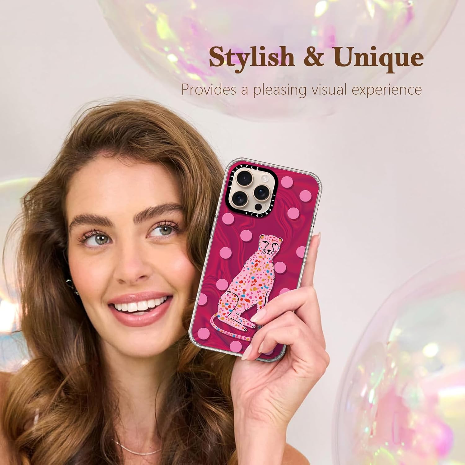 for iPhone 16 Pro Max Case with Exclusive Pink Cheetah Design, Anti-Scratch Soft TPU Slim Fit Shockproof Protective Case for iPhone 16 Pro Max Women Girls, Raised Camera Protection